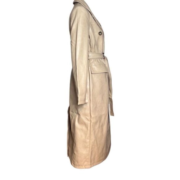 7 For All Mankind Vegan Faux Leather Trench Belted Coat NWT S - Picture 3 of 16